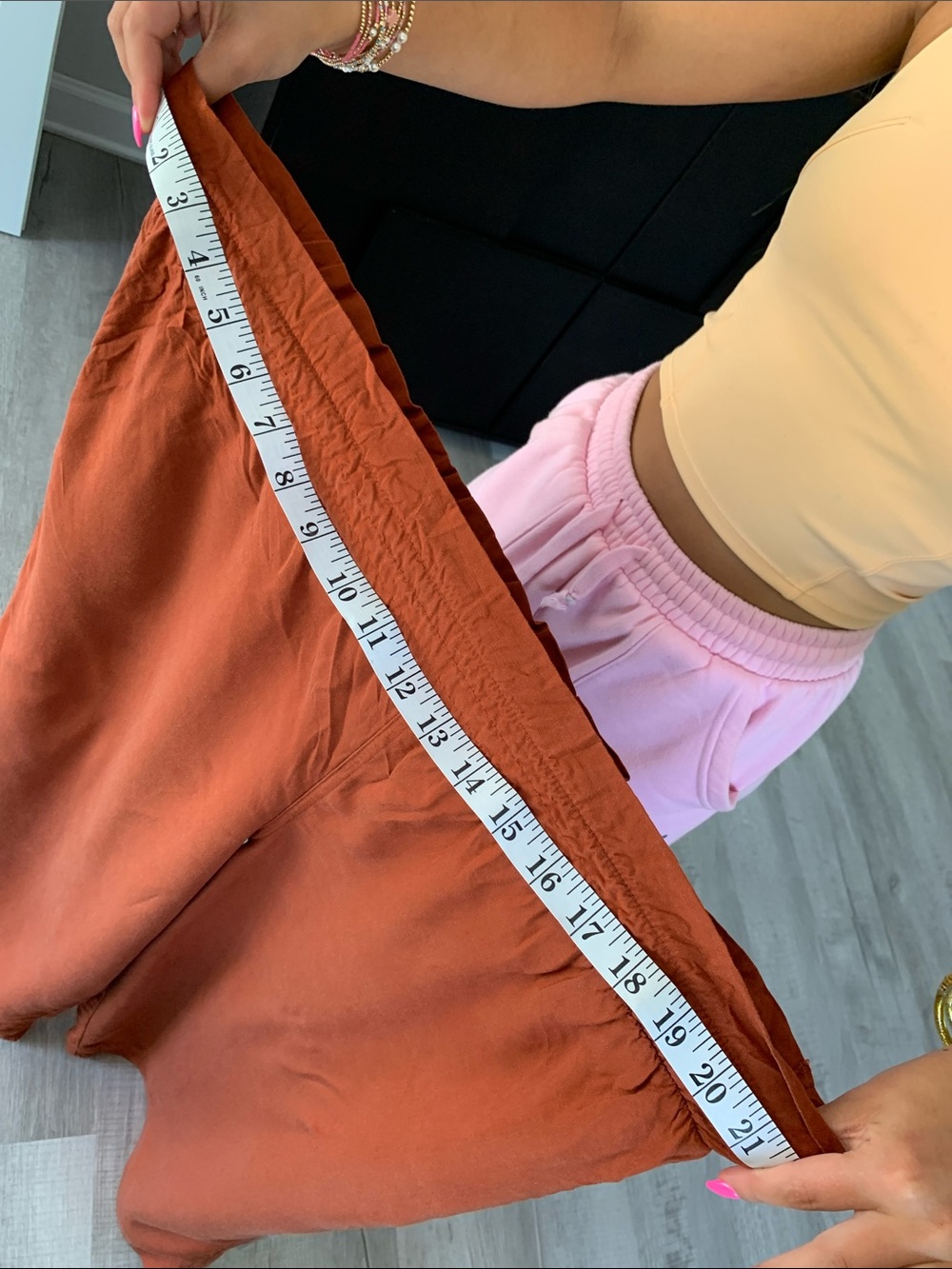Elodie Rust Smocked Waist Wide Leg Pants, Size XL. - Picture 12 of 14
